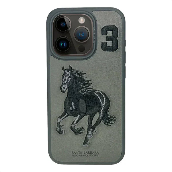 Aventurine Accessories SantaBarbara Polo Boris Series Leather Case, Protective Case (iPhone15, Grey) - mobilecasez
