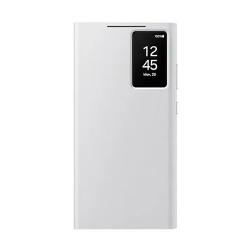 Samsung Galaxy S24 Ultra S-View/Smart View Wallet Flip Case - Protective Leather Cover with Smart Screen Display, Tap Control, Slim Design, and Built-in Card Holder Pocket (White) - mobilecasez