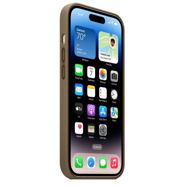iPhone 13 Pro Leather Case, Compatible with MagSafe, Premium Tumbled Leather, Metal Buttons, Slim Fit&Durable, Distinctive Texture Cover Taupe - mobilecasez