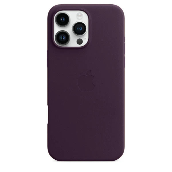 iPhone 14 Leather Case, Compatible with MagSafe, Premium Tumbled Leather, Metal Buttons, Slim Fit&Durable, Distinctive Texture Cover Purple