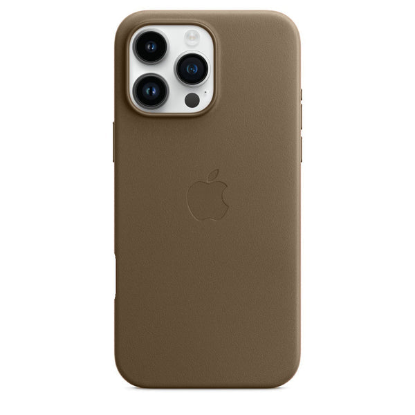 iPhone 14 Leather Case, Compatible with MagSafe, Premium Tumbled Leather, Metal Buttons, Slim Fit&Durable, Distinctive Texture Cover Taupe