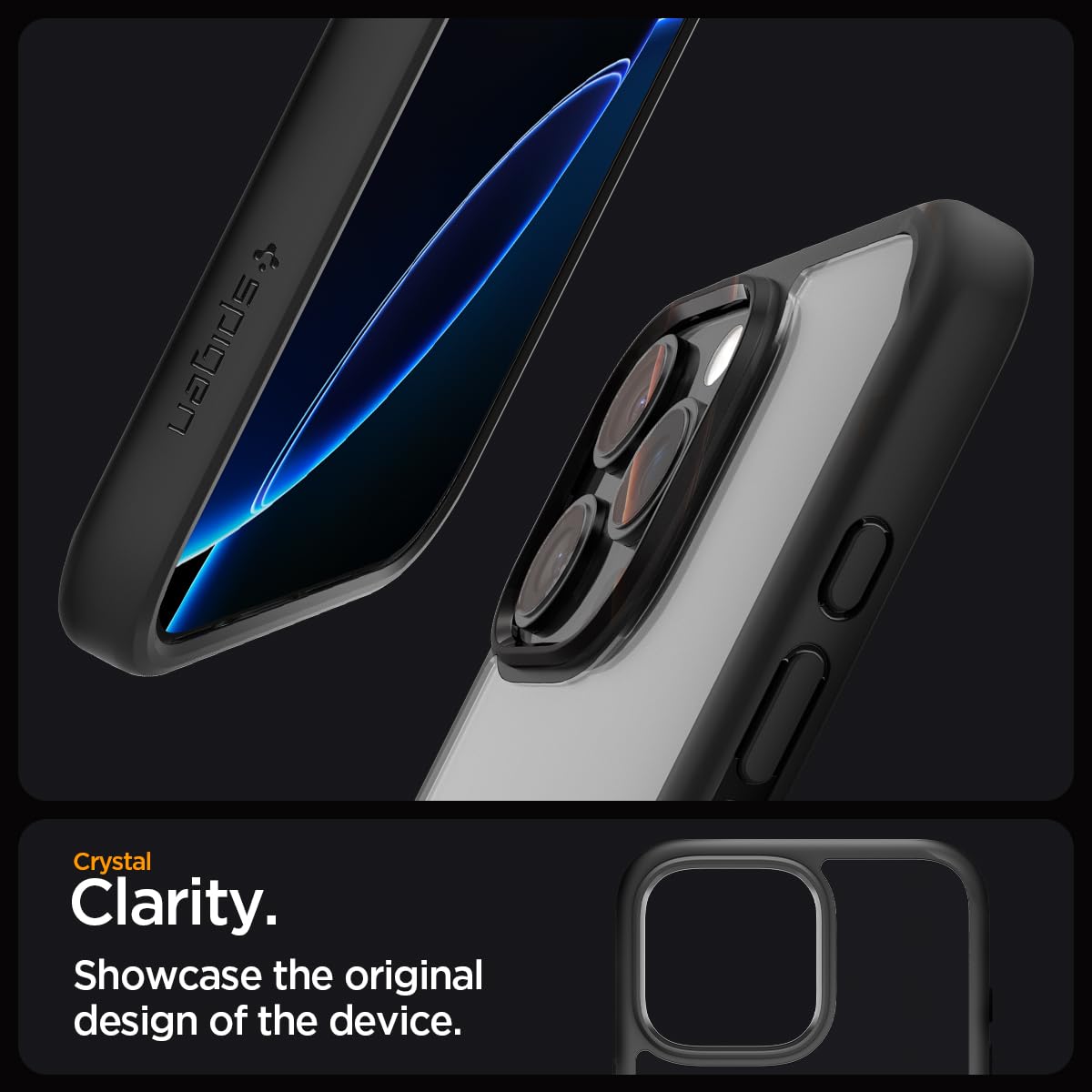 Spigen Ultra Hybrid Back Cover Case Compatible with iPhone 14 (TPU + Poly Carbonate | Matte Black) - mobilecasez