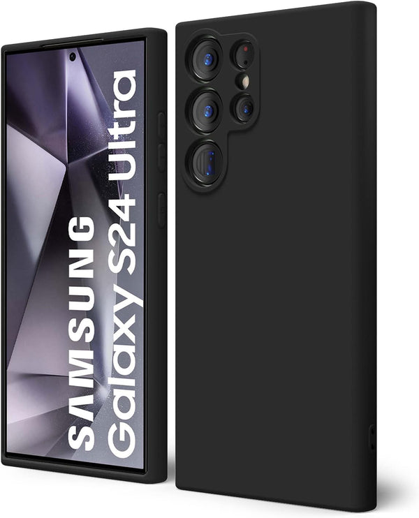 Samsung Galaxy S24 Ultra Case- Silicone Full Cover Protective Case with Soft Microfiber Lining Support Wireless Charging Samsung S24 Ultra Phone Case (Black) - mobilecasez