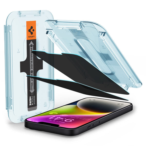 Spigen Ez Fit Tempered Glass Screen Protector Guard For Iphone 15 Pro Max Smartphone - 1 Pack (Privacy) - mobilecasez