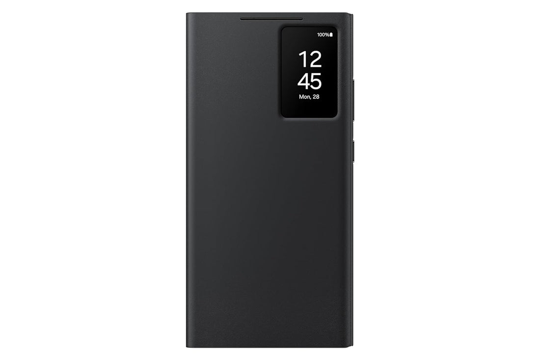 Samsung Galaxy S24 S-View/Smart View Wallet Flip Case - Protective Leather Cover with Smart Screen Display, Tap Control, Slim Design, and Built-in Card Holder Pocket (Black) - mobilecasez
