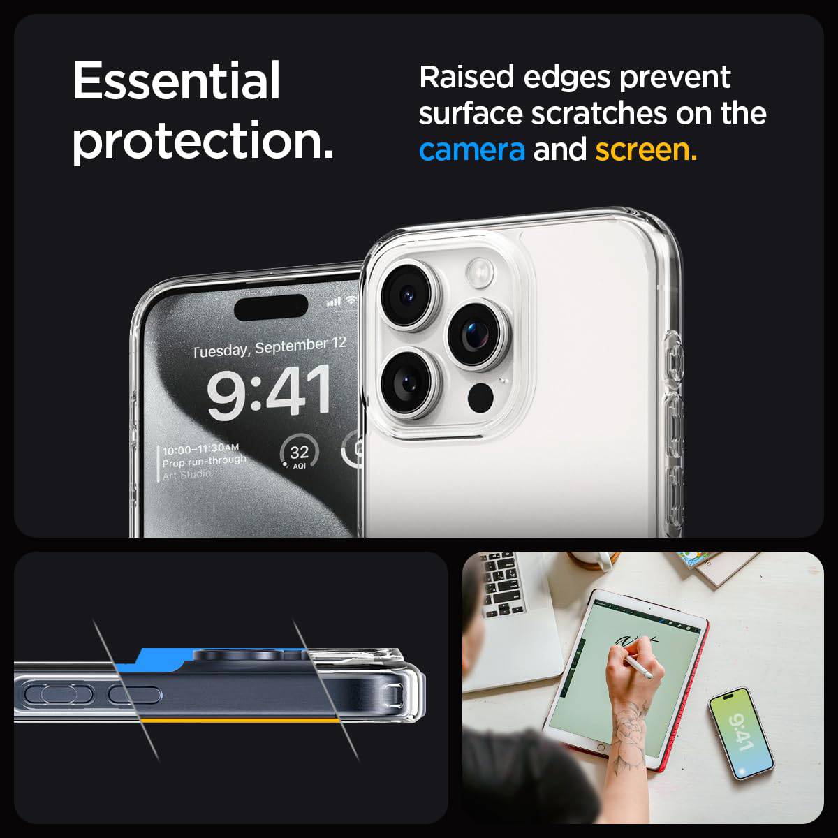 Spigen Ultra Hybrid Back Cover Case Compatible with iPhone 16 (TPU + Poly Carbonate | Crystal Clear) - mobilecasez