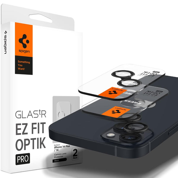 Spigen EZ Fit Optik Pro Tempered Glass Camera Lens Protector Guard for iPhone 15 Plus (Black) - 1 Pack - mobilecasez