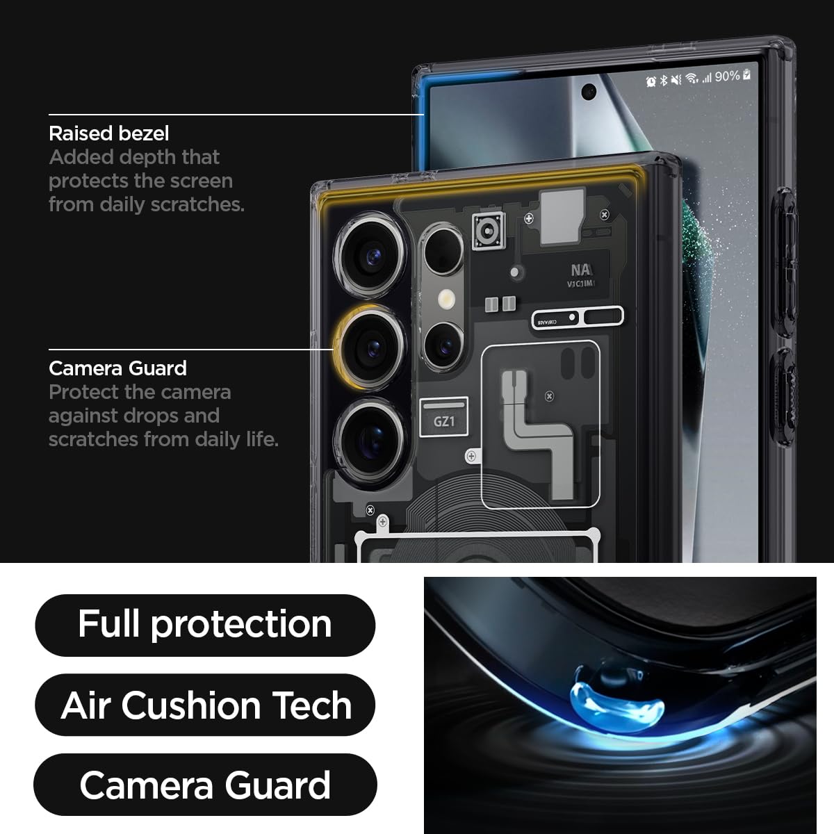 Spigen Ultra Hybrid Back Cover Case Compatible With Galaxy S24 (Tpu + Poly Carbonate | Zero One), Black - mobilecasez