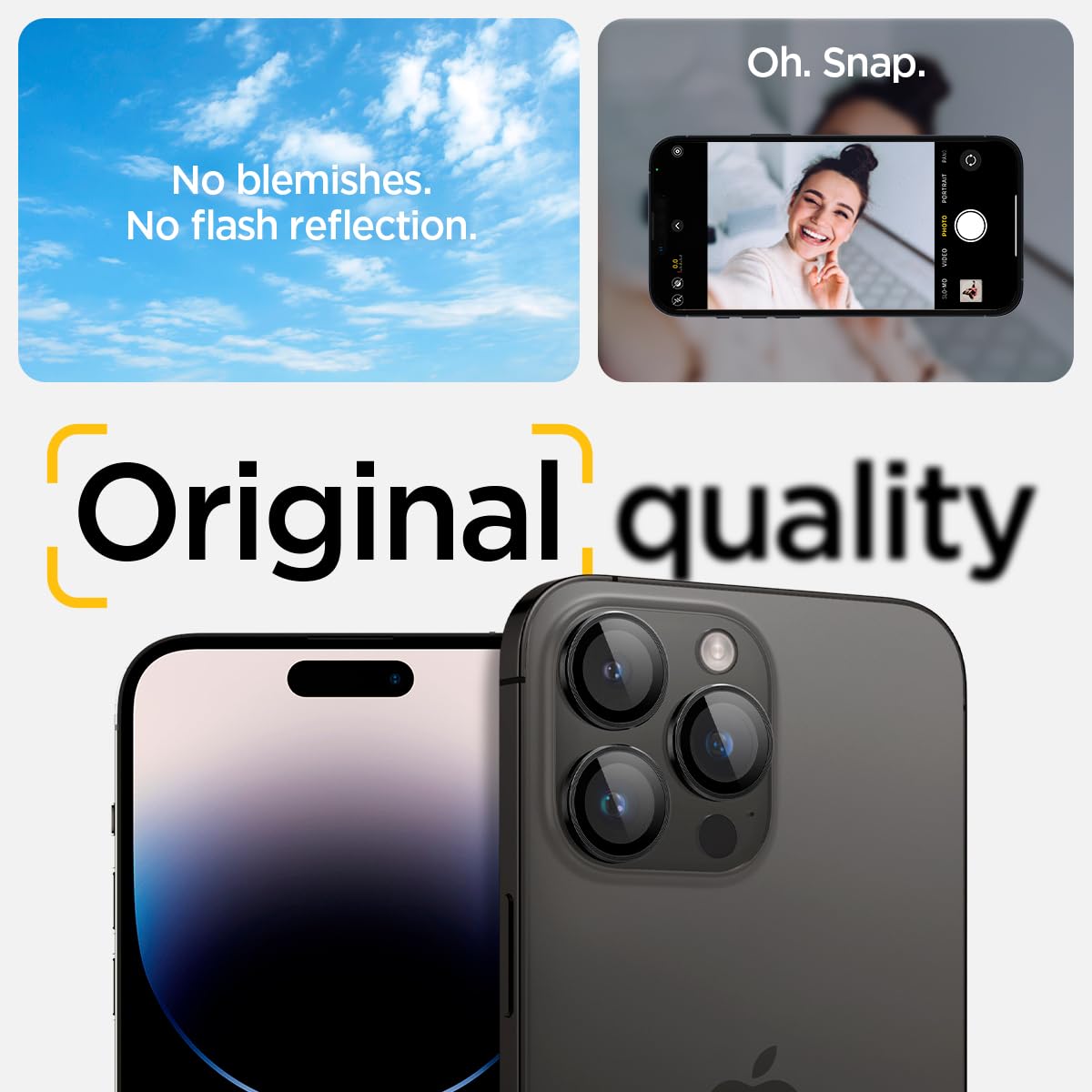 Spigen EZ Fit Optik Pro Tempered Glass Camera Lens Protector Guard for iPhone 15 Pro Max (Black) - 1 Pack - mobilecasez