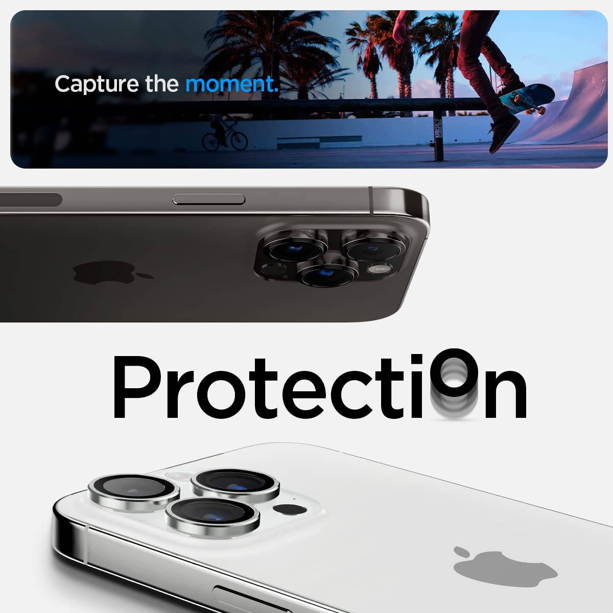 Spigen EZ Fit Optik Pro Tempered Glass Camera Lens Protector Guard for iPhone 15 Pro Max (Silver) - 1 Pack - mobilecasez