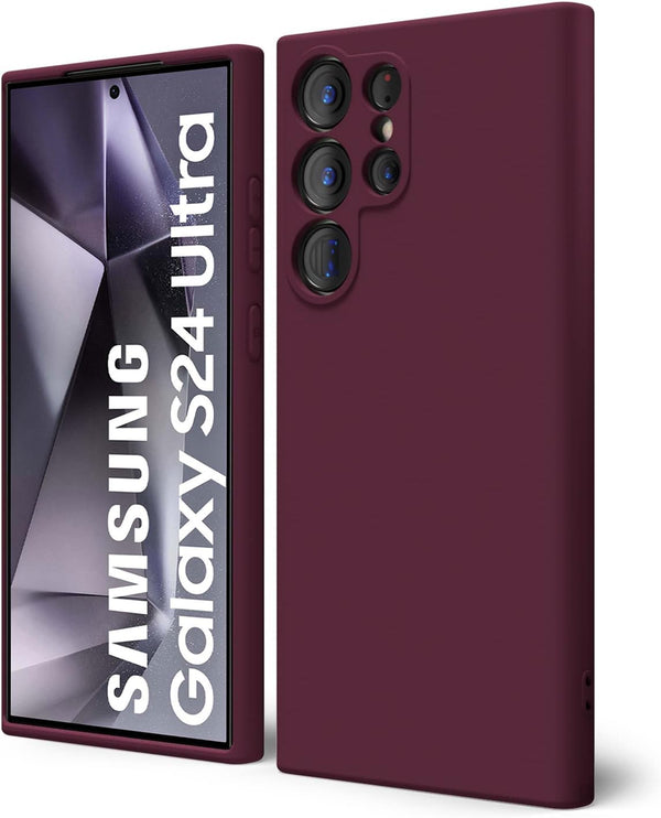Samsung Galaxy S22 Ultra Case- Silicone Full Cover Protective Case with Soft Microfiber Lining Support Wireless Charging Samsung S22 Ultra Phone Case (Wine Red) - mobilecasez