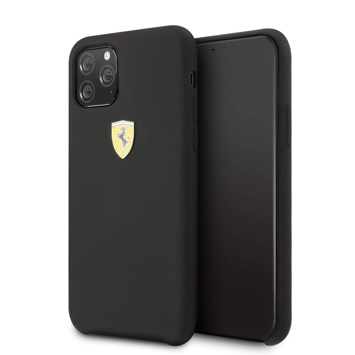 Ferrari FESSIHCN65R Scuderia Silicone Case with Logo Shield for iPhone 16 Pro (Black) - mobilecasez