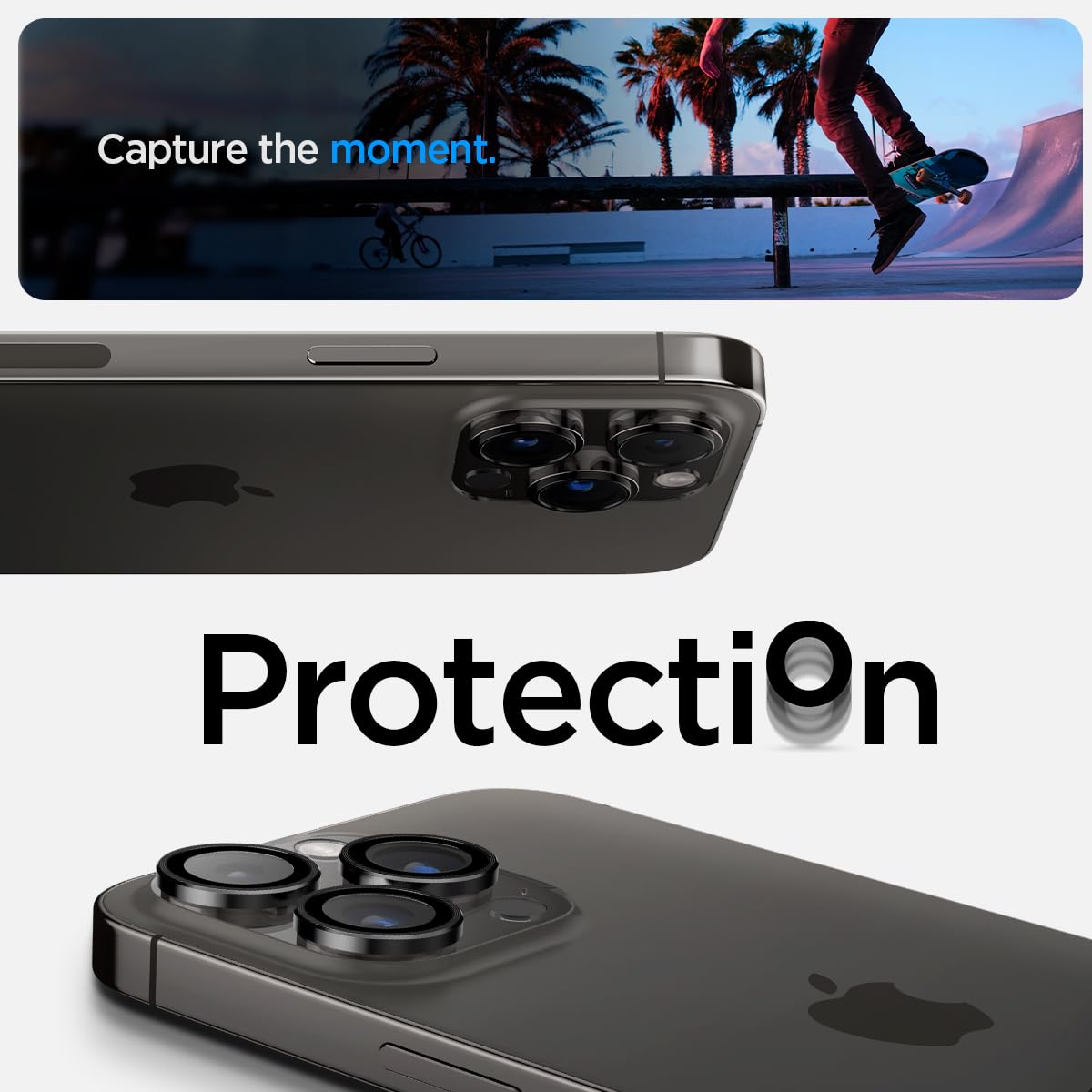 Spigen EZ Fit Optik Pro Tempered Glass Camera Lens Protector Guard for iPhone 15 Pro Max (Black) - 1 Pack - mobilecasez