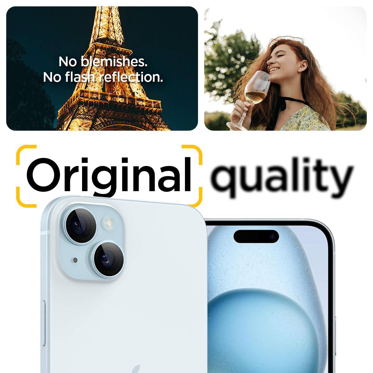 Spigen EZ Fit Optik Pro Tempered Glass Camera Lens Protector Guard for iPhone 15 Pro Max (Blue) - 1 Pack - mobilecasez
