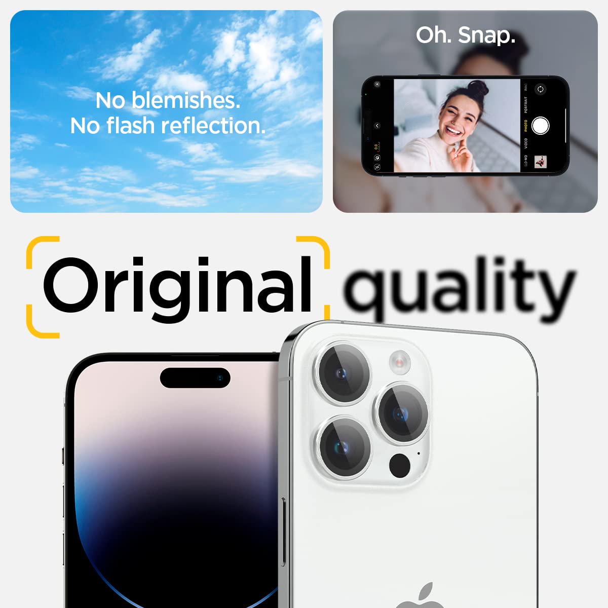 Spigen EZ Fit Optik Pro Tempered Glass Camera Lens Protector Guard for iPhone 15 Pro Max (Silver) - 1 Pack - mobilecasez