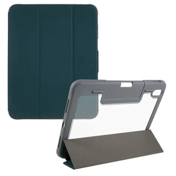 MUTURAL Hard PC TPU Leather Case for iPad 10.9 Shockproof Folio Flip Cover Anti-Scratch Tablet Case with Tri-Fold Stand-Blackish Green