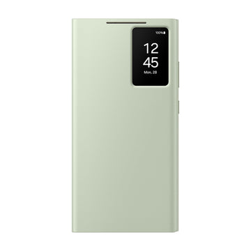 Samsung Galaxy S24 Ultra S-View/Smart View Wallet Flip Case - Protective Leather Cover with Smart Screen Display, Tap Control, Slim Design, and Built-in Card Holder Pocket (Light Green) - mobilecasez