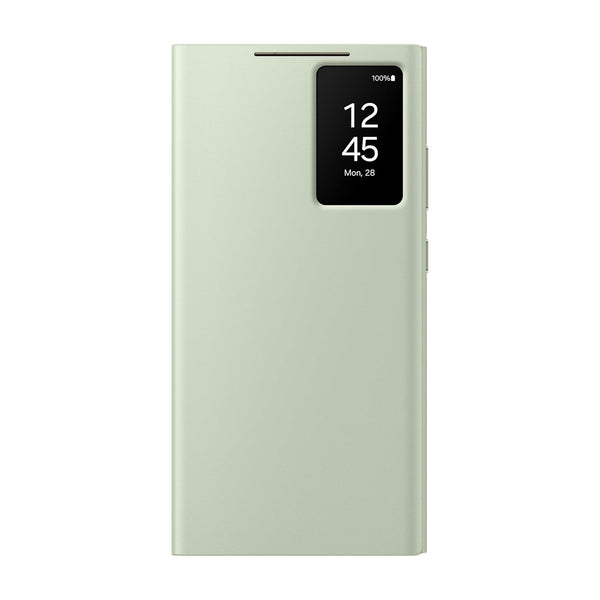Samsung Galaxy S24 Ultra S-View/Smart View Wallet Flip Case - Protective Leather Cover with Smart Screen Display, Tap Control, Slim Design, and Built-in Card Holder Pocket (Light Green) - mobilecasez