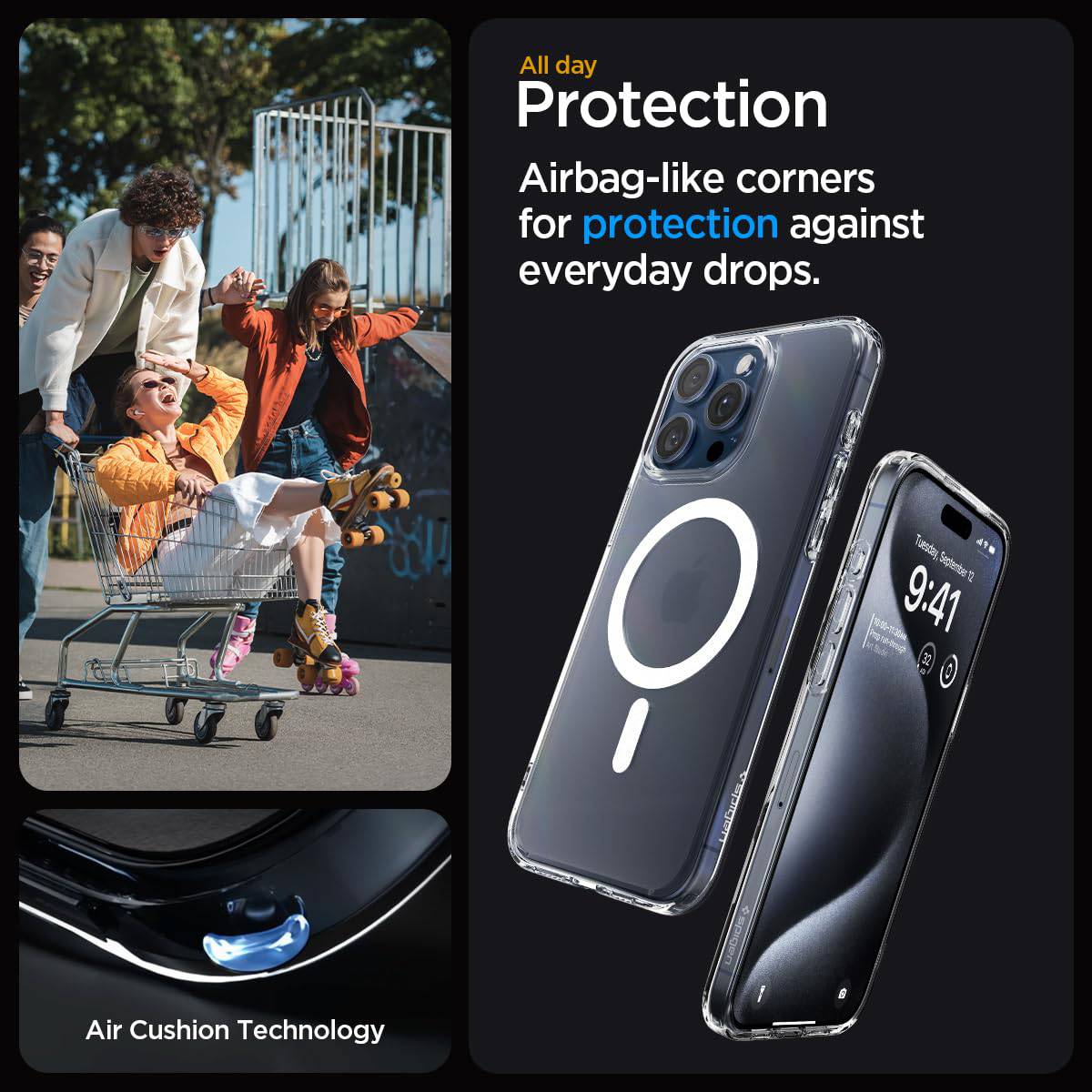 Spigen Ultra Hybrid Magfit Back Cover Case Compatible with iPhone 16 (TPU + Poly Carbonate | Frost Clear) - mobilecasez