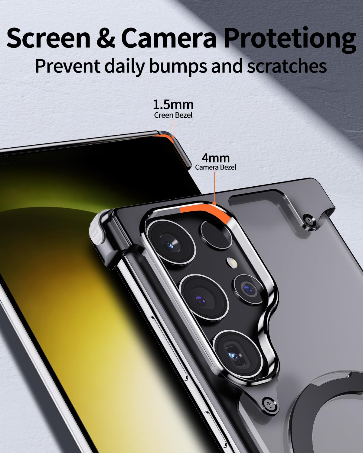 OATSBASF for Samsung Galaxy S24 Ultra Case, Sleek Minimalist Protective Shock Absorption Aerospace Grade Aluminum Shells with Built-in Kickstand Phone Case (K-Natural Titanium, for Samsung Galaxy S24 Ultra) - mobilecasez