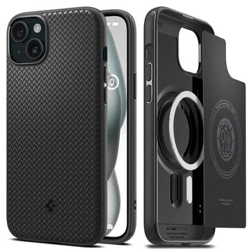 Spigen Mag Armor Magfit Back Cover Case Compatible with iPhone 15 Plus (TPU + Poly Carbonate | Matte Black)