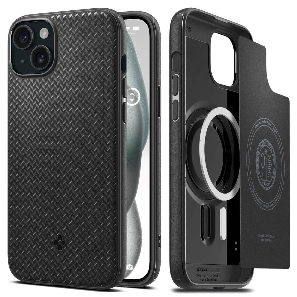 Spigen Mag Armor Magfit Back Cover Case Compatible with iPhone 15 (TPU + Poly Carbonate | Matte Black)