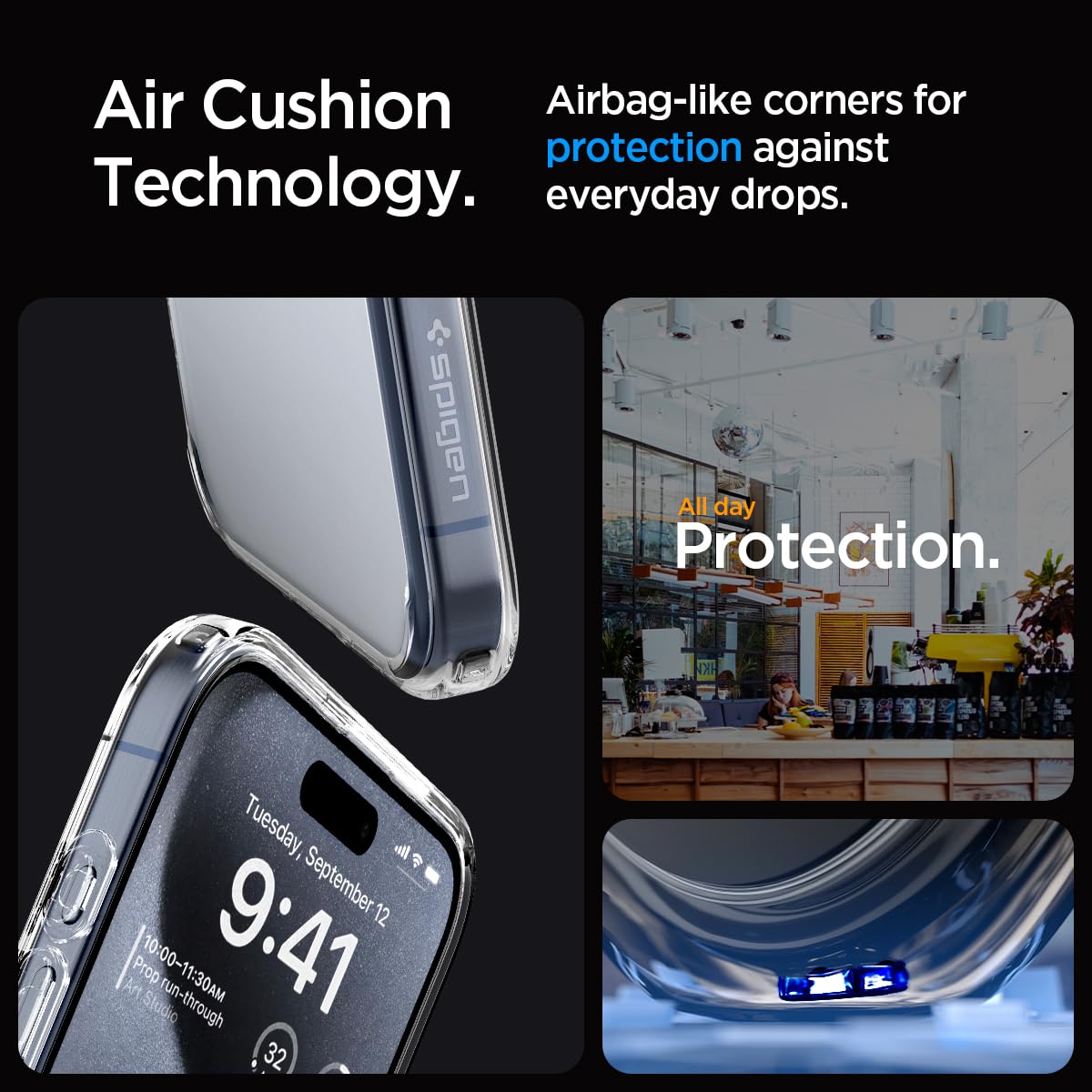 Spigen Ultra Hybrid Back Cover Case Compatible with iPhone 16 (TPU + Poly Carbonate | Crystal Clear) - mobilecasez