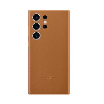 Samsung Galaxy S24 Ultra Case- Leather Full Cover Protective Case with Soft Microfiber Lining Samsung S24 Ultra Phone Case (Brown) - mobilecasez