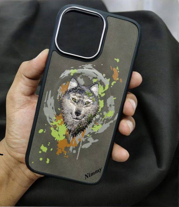 Nimmy Dazzling Animal Series MagSafe & Metal Ring for iPhone 16 Pro Max Series - Grey Wolf - mobilecasez