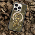 Nimmy Design Dreamy Animal Series Magnetic Safe Case for Apple iPhone 16 Pro Max 3D Embroidery Anti-Slip Scratch Resistant Protective Cover (Golden Leopard) - mobilecasez