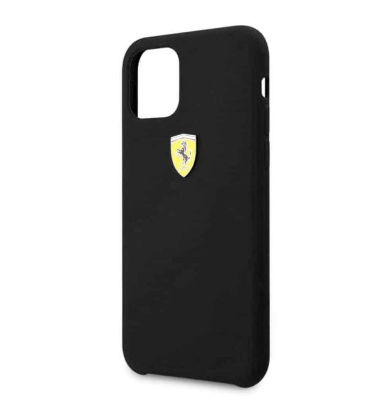 Ferrari FESSIHCN65R Scuderia Silicone Case with Logo Shield for iPhone 16 Pro (Black) - mobilecasez