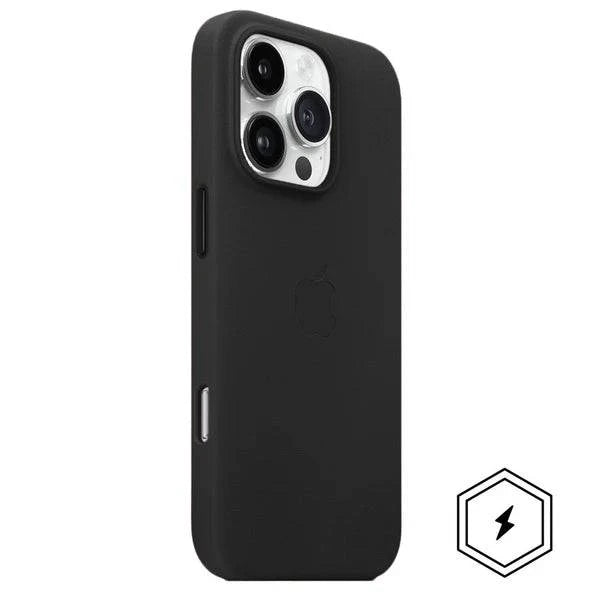 iPhone 13 Pro Leather Case, Compatible with MagSafe, Premium Tumbled Leather, Metal Buttons, Slim Fit&Durable, Distinctive Texture Cover Black - mobilecasez