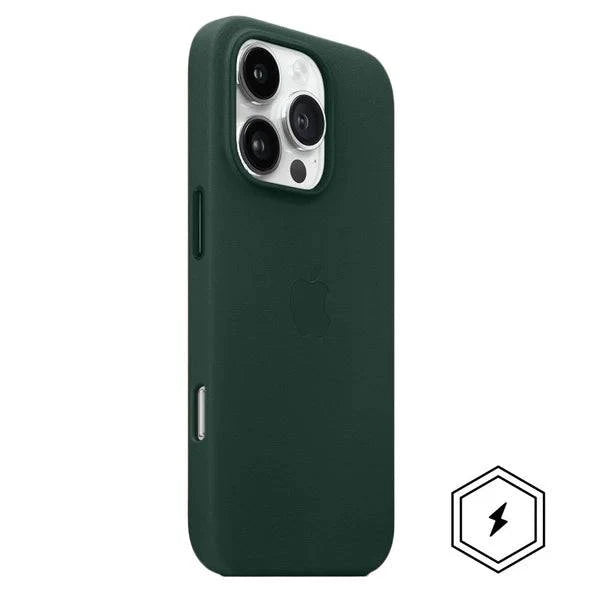 iPhone 13 Pro Leather Case, Compatible with MagSafe, Premium Tumbled Leather, Metal Buttons, Slim Fit&Durable, Distinctive Texture Cover Green - mobilecasez