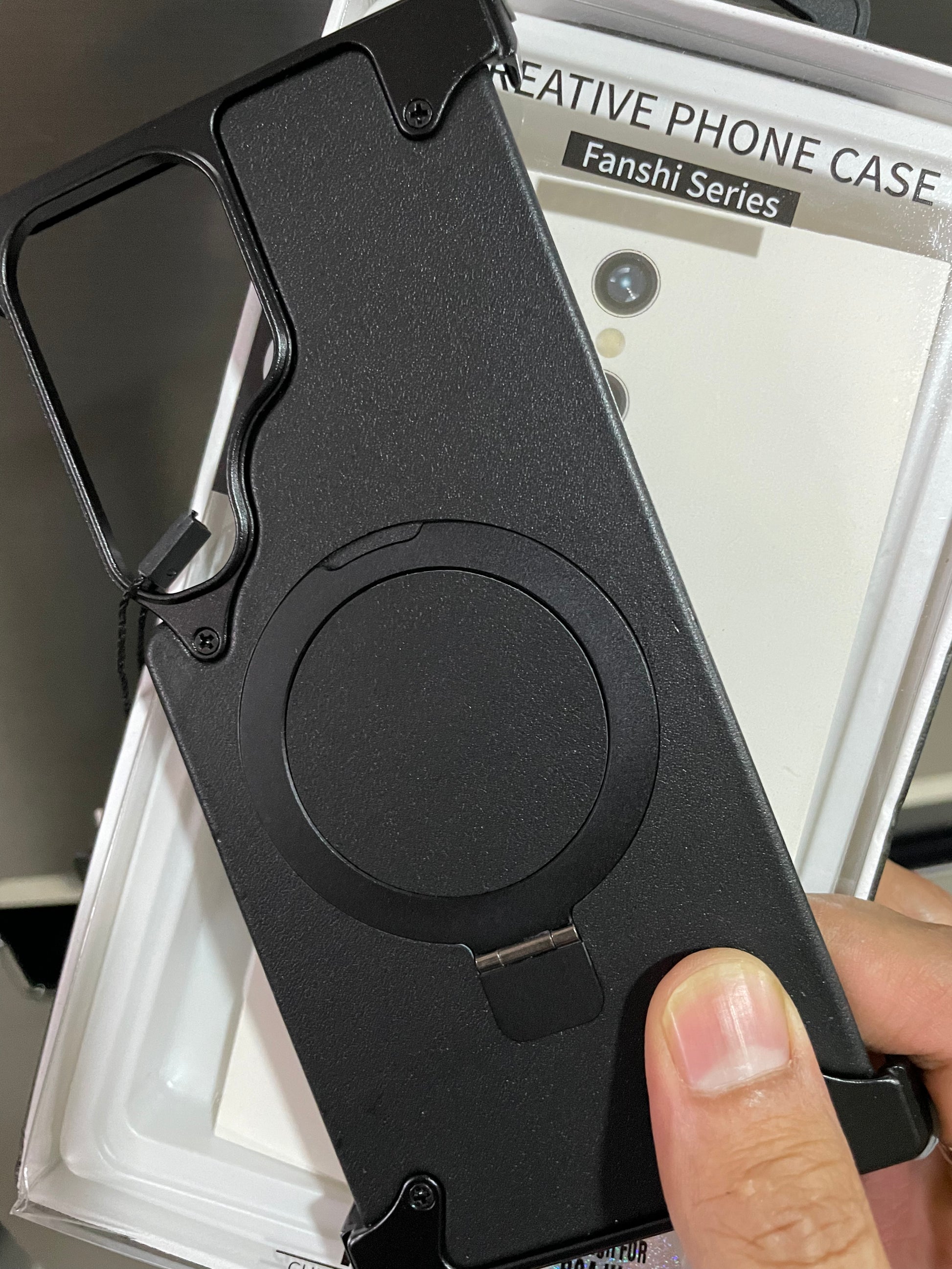 OATSBASF for Samsung Galaxy S24 Ultra Case, Sleek Minimalist Protective Shock Absorption Aerospace Grade Aluminum Shells with Built-in Kickstand Phone Case (K-Natural Black, for Samsung Galaxy S24 Ultra) - mobilecasez