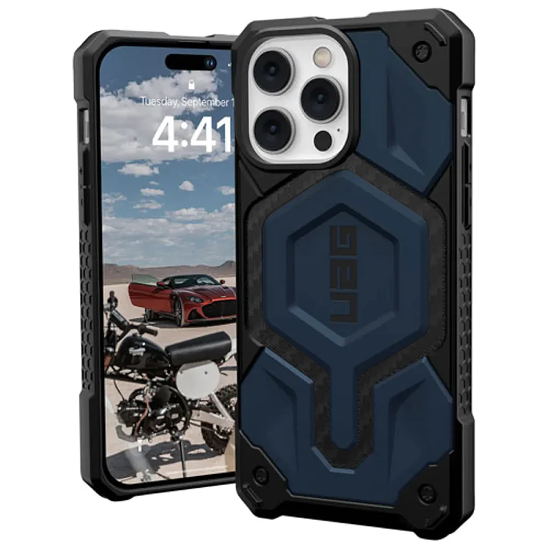 iPhone 15 Pro Max Armor Cover | Urban Armor iPhone 15 Pro Max Case, UAG Monarch Pro Mag-Safe Compatible, Slim Fit Rugged Protective Case/Cover Designed for iPhone 15 Pro Max Blue - mobilecasez