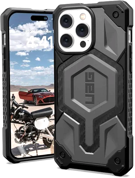 iPhone 15 Pro Max Armor Cover | Urban Armor iPhone 15 Pro Max Case, UAG Monarch Pro Mag-Safe Compatible, Slim Fit Rugged Protective Case/Cover Designed for iPhone 15 Pro Max Grey - mobilecasez