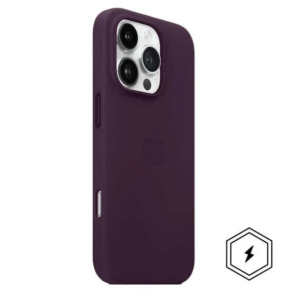 iPhone 13 Pro Leather Case, Compatible with MagSafe, Premium Tumbled Leather, Metal Buttons, Slim Fit&Durable, Distinctive Texture Cover Purple - mobilecasez