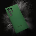 Samsung Galaxy S24 FE Soft Silky Liquid Silicon Case With Logo - Dark Green - mobilecasez