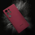 Samsung Galaxy S24 FE Soft Silky Liquid Silicon Case With Logo - Maroon - mobilecasez