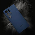 Samsung Galaxy S24 FE Soft Silky Liquid Silicon Case With Logo - Dark Blue - mobilecasez