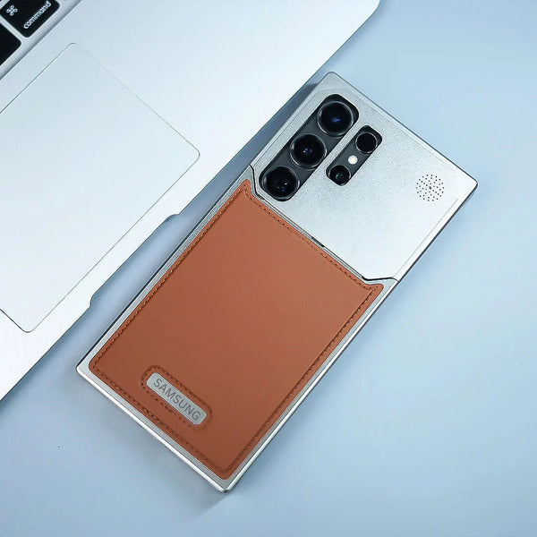 Mobilecasez Premium Metallic Leather Case for Samsung S25 Ultra- Brown - mobilecasez
