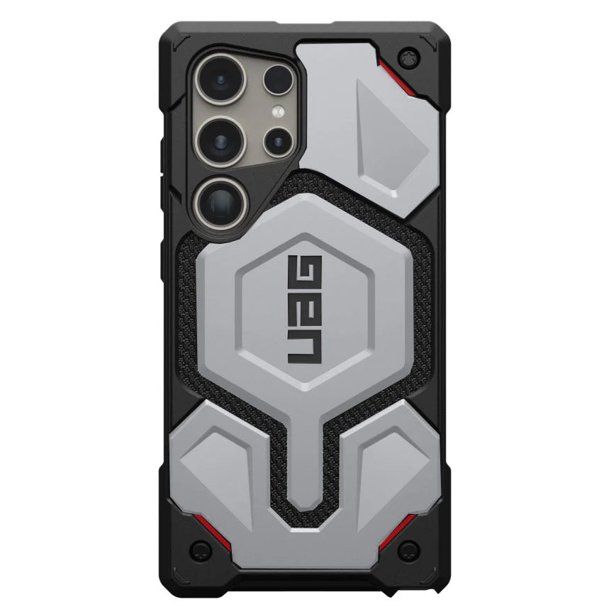 Urban Armor Gear Thermoplastic Polyurethane Monarch Pro Rugged Heavy Duty Shockproof Protective Case/Cover Designed For Galaxy S24 Ultra 5G (6.8-Inch) UAG Case 2023,Magnetic Charging Compatible - Silver - mobilecasez