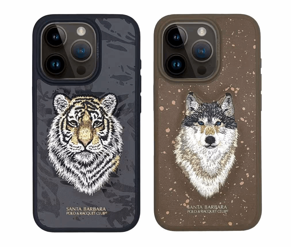 Apple iPhone 15 Plus Santa Barbara Polo & Racquet Club ® Luxury Savana Series Leather Case for iPhone 15 Plus - Tiger