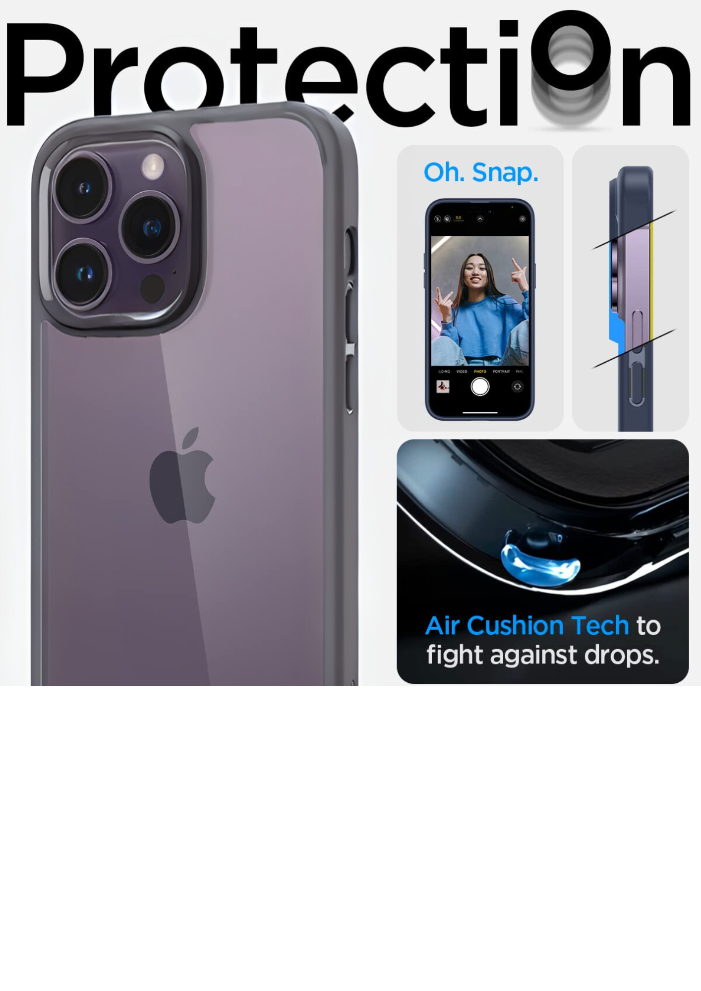 Spigen Ultra Hybrid Back Cover Case Compatible with iPhone 16 Pro Max (TPU + Poly Carbonate | Grey) - mobilecasez