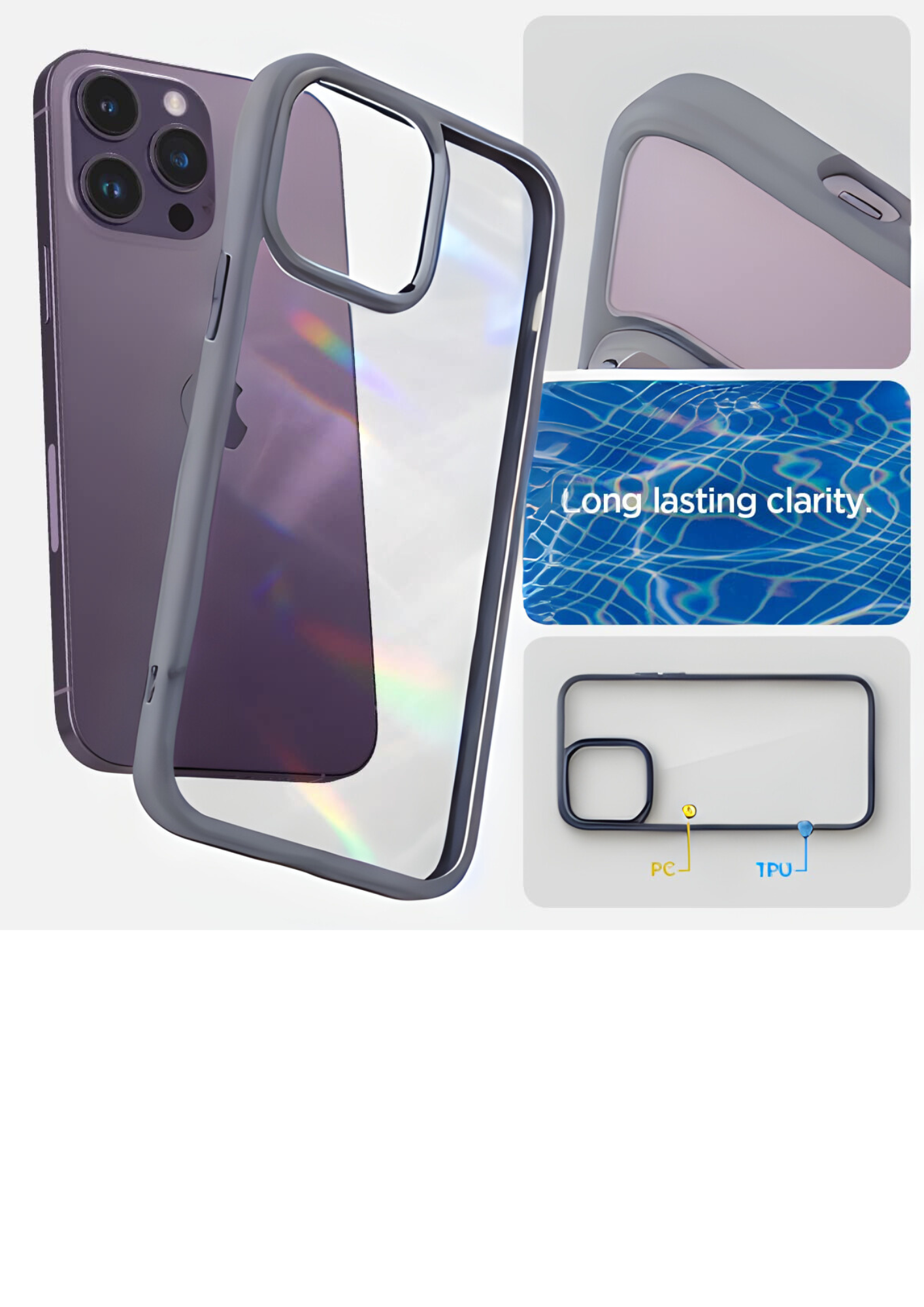 Spigen Ultra Hybrid Back Cover Case Compatible with iPhone 16 Pro Max (TPU + Poly Carbonate | Grey) - mobilecasez