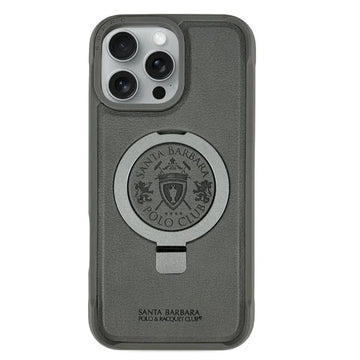 iPhone 16 Santa Barbara Primo Metal Ring Leather Case - Titanium