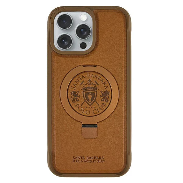Santa Barbara Polo & Racquet Club iPhone 16 Pro Max Case, Magnetic Compatible Phone Case with Invisible Stand, Primo Series for iPhone 16 Pro Max 6.3 (Brown) - mobilecasez