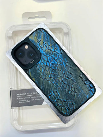 Kajsa Textured Luxuries Phone Protection case Back Case for iPhone 15 Pro. (Blue)