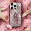 Nimmy Design Dreamy Animal Series Magnetic Safe Case for Apple iPhone 16 Pro Max 3D Embroidery Anti-Slip Scratch Resistant Protective Cover (Rose Gold Phoenix) - mobilecasez