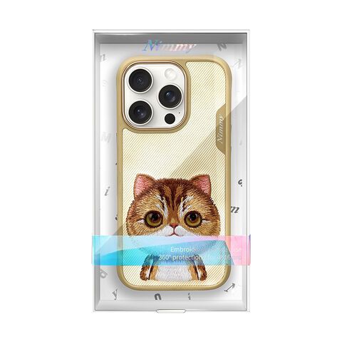 NIMMY Big Eyes Series with Metal Camera Ring for the iPhone 16 Pro Max series - Golden British Shorthair - mobilecasez